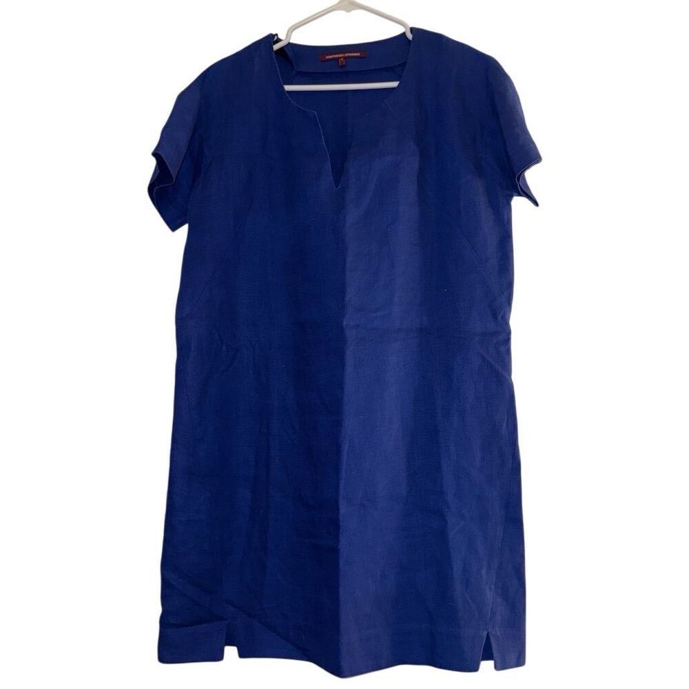 COMPTOIR‎ DES COTONNIERS Linen Blue Knee Length Shift Dress  Size 42